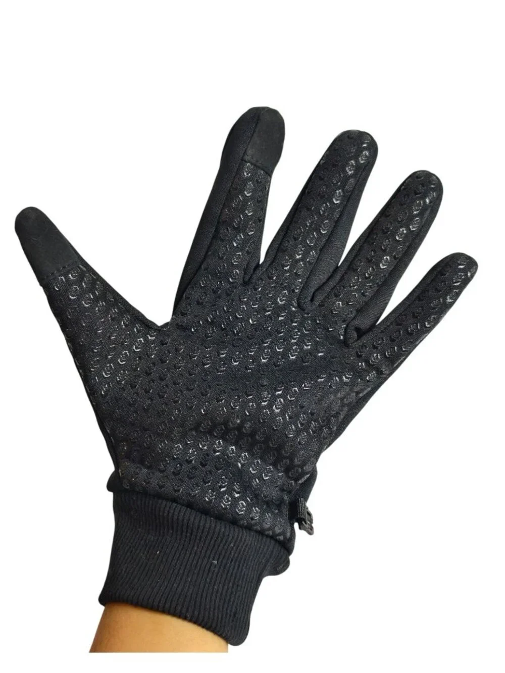 Womens Winter Gloves Black Touchscreen Fingers Thermal Grip Gloves Ribbed Cuffs